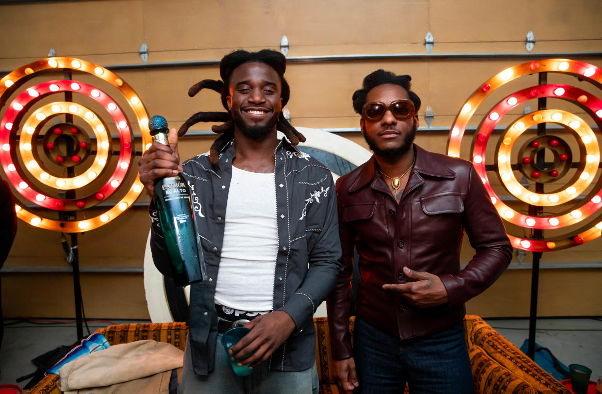 Leon Bridges and Shaboozey kick off Stagecoach weekend at the PATRÓN EL ALTO MIDNIGHT COWBOY late-night celebration, hosted at the Gallery Desert House on April 26, 2024.