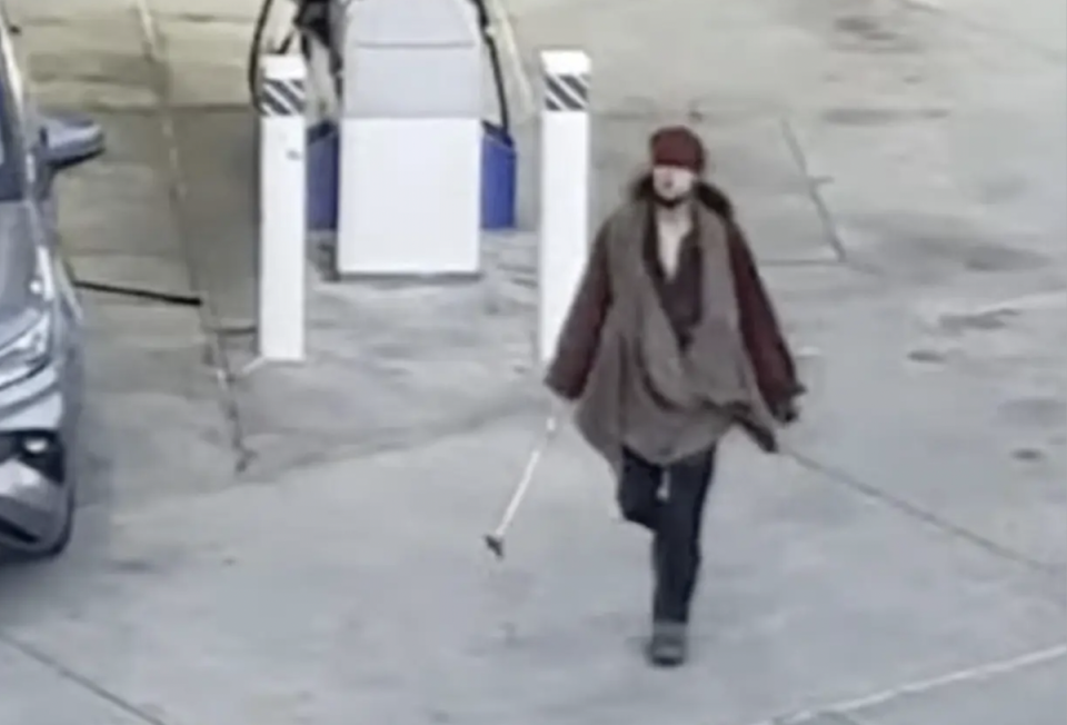 A suspect, identified as 24-year-old Garet Doty, was seen on surveillance footage walking with a long metal object soon after the assault (CBS San Francisco)