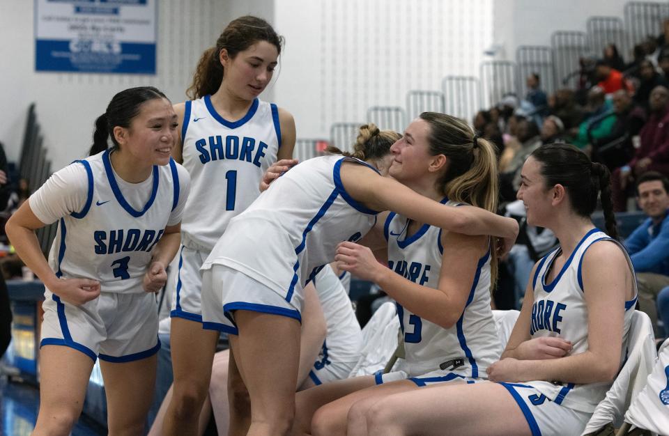 Shore Regional players showed smiles and shed tears as their season came to an end with a loss in the finals. Shore Regional Girls Basketball vs University for NJSIAA Group 1 Title inToms River, NJ on March 10, 2024.