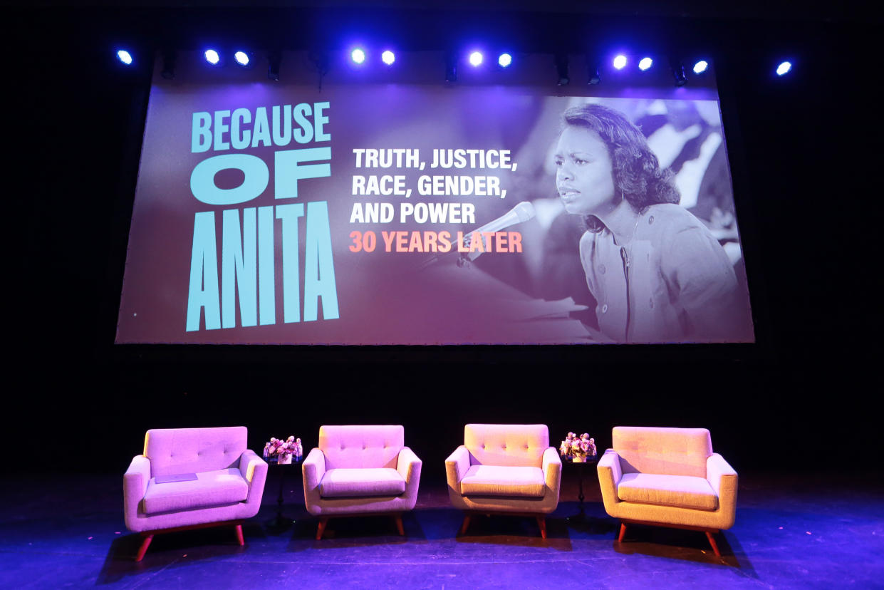 LOS ANGELES, CALIFORNIA - OCTOBER 16: A general view of atmosphere during the Keynote Conversation with Professor Anita Hill co-hosted by The Meteor and USC Visions & Voices at the Bing Theatre, University of Southern California on October 16, 2021 in Los Angeles, California. (Photo by Leon Bennett/Getty Images)