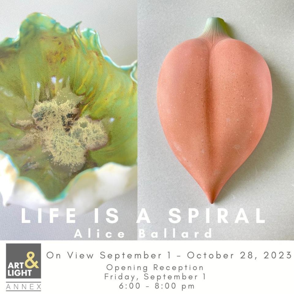 Life is a Spiral, Art & Light promotional flyer for the September and October exhibit.