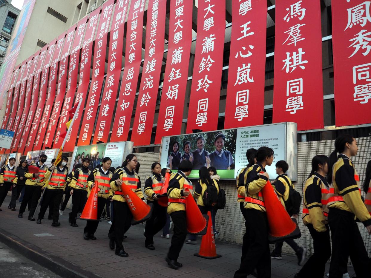 <span>Taiwan students face huge pressure to get into university. </span><span>Photograph: David Chang/EPA-EFE</span>