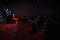 NEW YORK, NY - DECEMBER 10: Heisman Memorial Trophy Award winner Robert Griffin III of the Baylor Bears speaks at a press conference at The New York Marriott Marquis on December 10, 2011 in New York City. (Photo by Jeff Zelevansky/Getty Images)