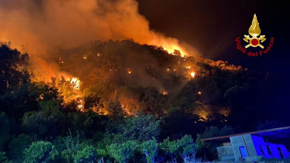 Wildfires in the region of Palermo in Sicily on July 25 (AP)