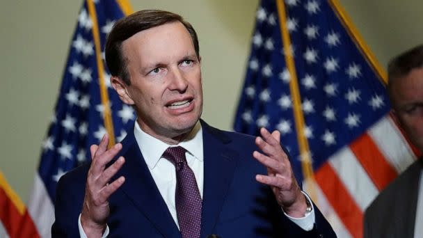 PHOTO: Senator Chris Murphy speaks to reporters after the weekly senate party caucus luncheons at the Capitol in Washington, June 14, 2022. (Sarah Silbiger/Reuters)