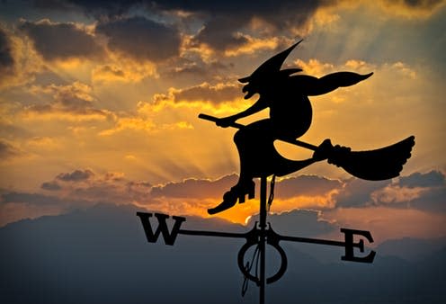   <span class="attribution"><a class="link " href="https://www.shutterstock.com/image-photo/silhouette-weather-vane-witch-flying-on-485557525?src=sVqbhcwiajzKFNzZneXhIg-1-9" rel="nofollow noopener" target="_blank" data-ylk="slk:Shutterstock;elm:context_link;itc:0;sec:content-canvas">Shutterstock</a></span>