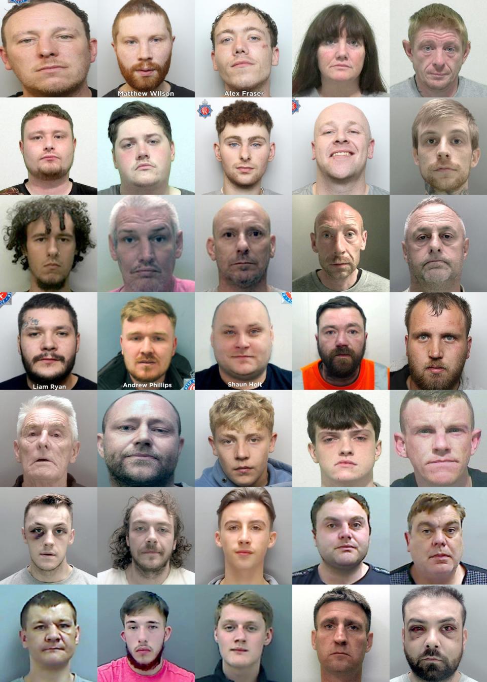 People who have appeared in court following serious violent disorder during anti-immigration protests in the UK (Police/CPS/PA Wire)