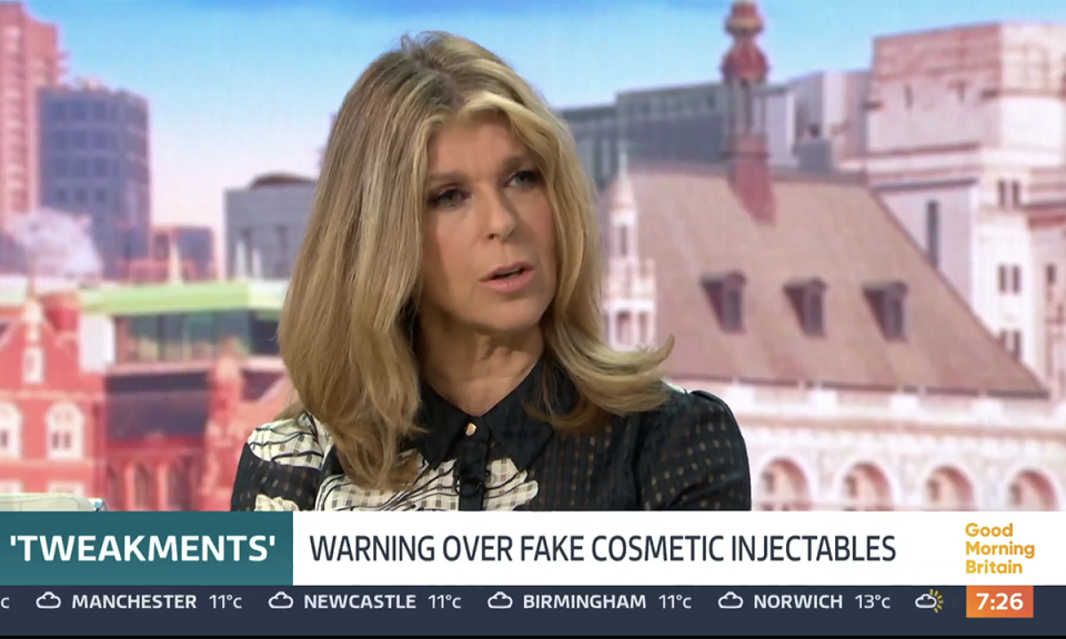 Good Morning Britain's Kate Garraway spoke to Faye Winter about her experience of getting lip filler. (ITV screengrab)