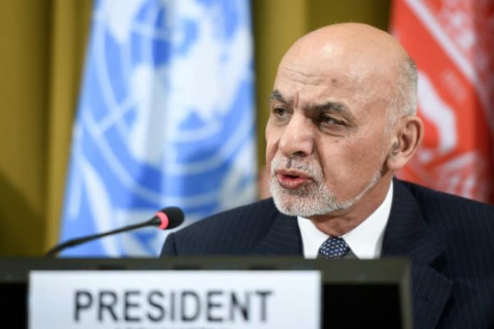 The Taliban have refused to negotiate with President Ashraf Ghani, pictured at a United Nations conference on Afghanistan in 2018 (AFP Photo/Fabrice COFFRINI)