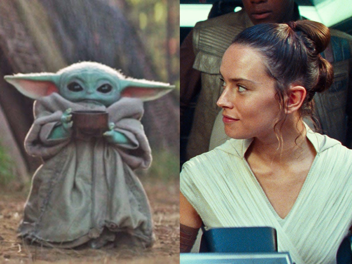 Baby Yoda and Rey Star Wars The Mandalorian Disney 