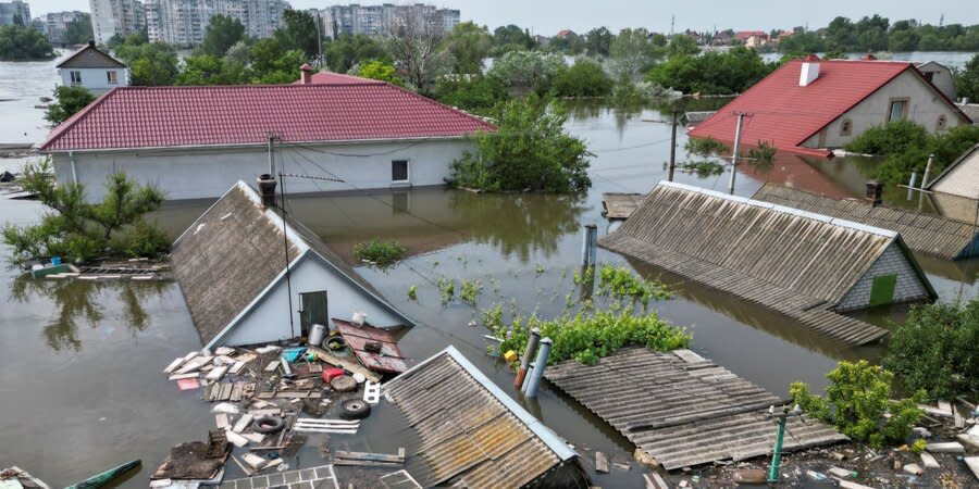 The extent of flooding in Kherson