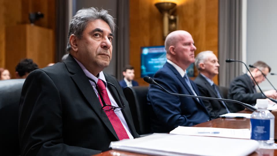 Boeing Quality Engineer Sam Salehpour prepares to testify during the Senate Homeland Security and Governmental Affairs Subcommittee on Investigations hearing to examine Boeing's broken safety culture in the Dirksen Senate Office Building on Wednesday, April 17, 2024. - Bill Clark/CQ Roll Call/Sipa