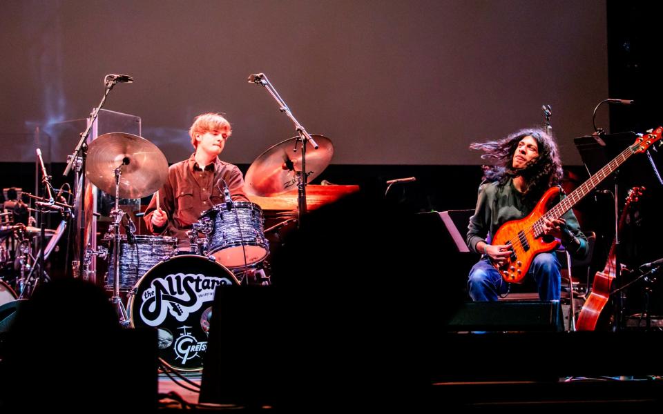 Rocking out: the orchestra performing at the Roundhouse