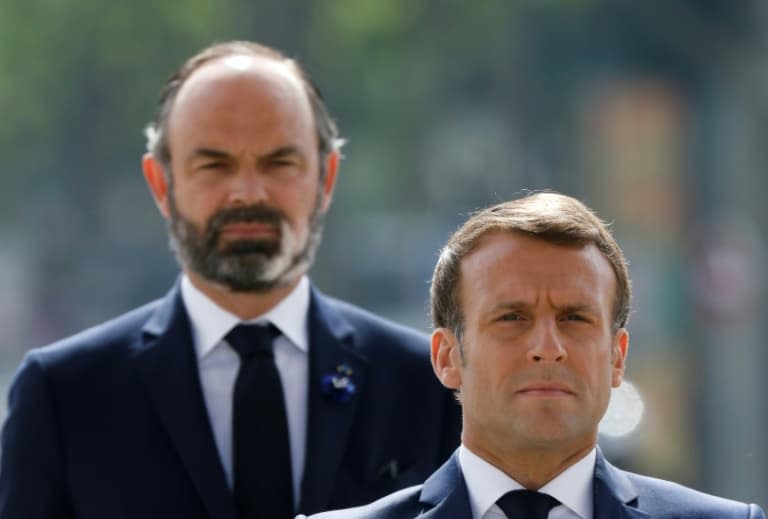 Emmanuel Macron et Edouard Philippe le 8 mai 2020 à Paris  - CHARLES PLATIAU © 2019 AFP