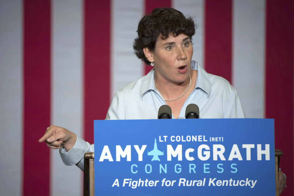 Amy McGrath, precandidata demócrata al Senado federal por Kentucky. (AP)