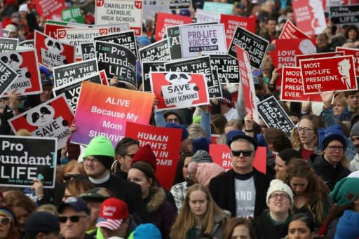 Participants at the annual anti-abortion "March for Life" on the National Mall