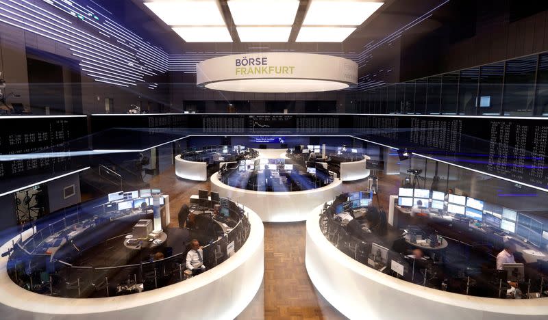 A general view shows the trading floor at the stock exchange in Frankfurt