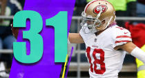 <p>Rookie Dante Pettis’ 129-yard, two-touchdown day was a nice highlight. Pettis has played well with Pierre Garcon and Marquise Goodwin out of the lineup. He was a second-round pick, and it’s nice to see him paying off. (Dante Pettis) </p>