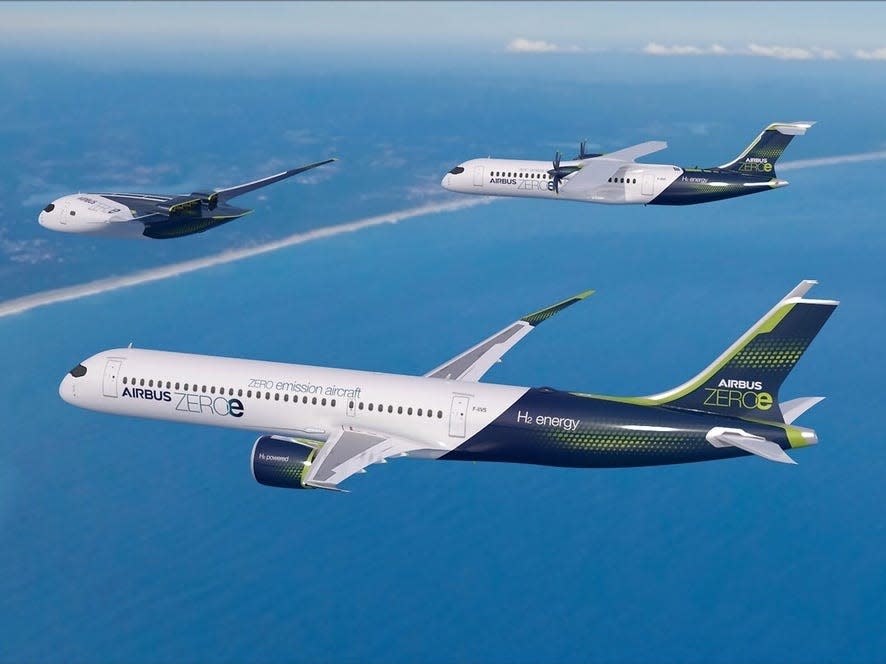 Airbus ZEROe planes.