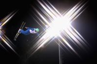 <p>Lloyd Wallace of Great Britain in action during mens aerials training prior to the FIS Freestyle World Cup at Bokwang Snow Park </p>