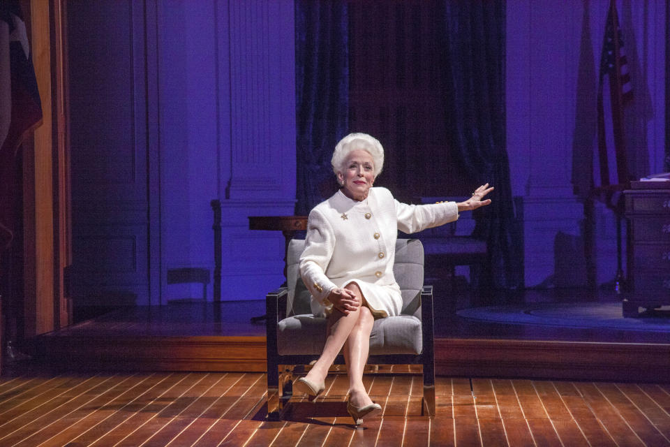 This image released by PBS shows Holland Taylor portraying the late Texas Gov. Ann Richards in a scene from "Ann," an adaption of the Tony-nominated play, premiering Friday, June 19. on PBS. (Ave Bonar/PBS via AP)