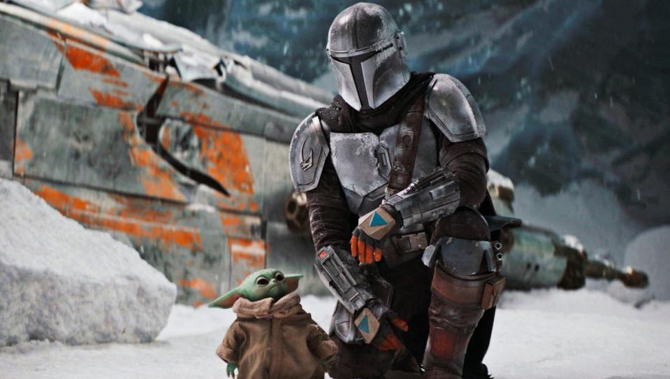 Pedro Pascal and Grogu on 'The Mandalorian'