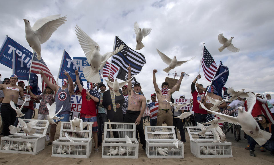 Violence erupts at pro-Trump rally on California beach