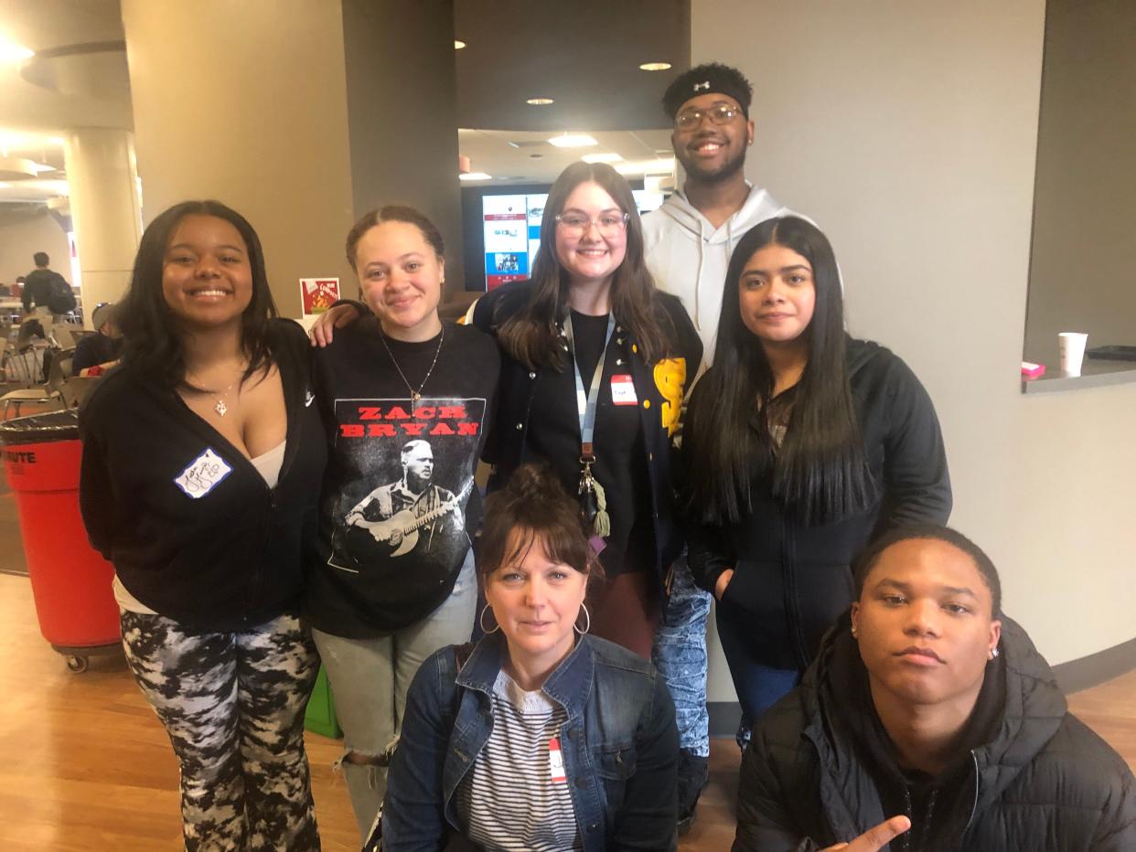 Students from Riley High School participated in Party with a Purpose on March 7, 2024, at Indiana University South Bend. They and other volunteers sewed washable, reusable menstrual pads for girls in Malawi, Africa.