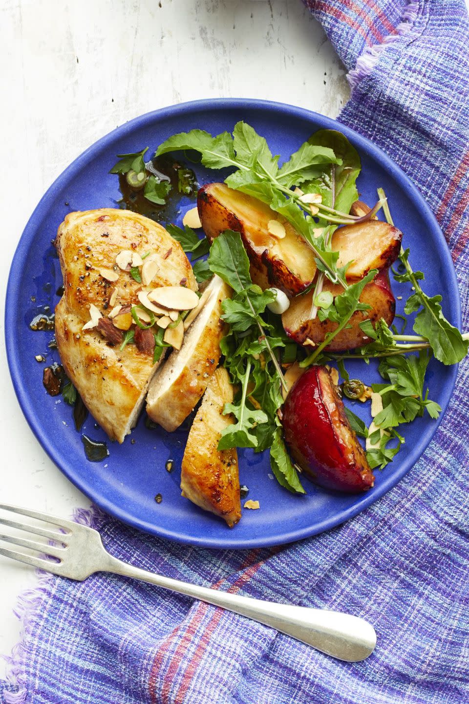 <p>Plums might not be the first thing you think of when you go to make dinner, but after trying this dish, they will be. Plus, this meal only takes 15 minutes to make.</p><p><em><a href="https://www.womansday.com/food-recipes/food-drinks/recipes/a59415/chicken-roasted-plums-almond-gremolata-recipe/" rel="nofollow noopener" target="_blank" data-ylk="slk:Get the Chicken with Roasted Plums and Almond Gremolata recipe.;elm:context_link;itc:0;sec:content-canvas" class="link ">Get the Chicken with Roasted Plums and Almond Gremolata recipe.</a></em></p>
