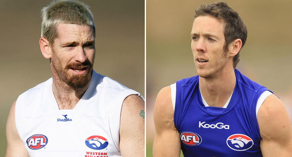 From left to right, AFL greats Jason Akermanis and Bob Murphy.