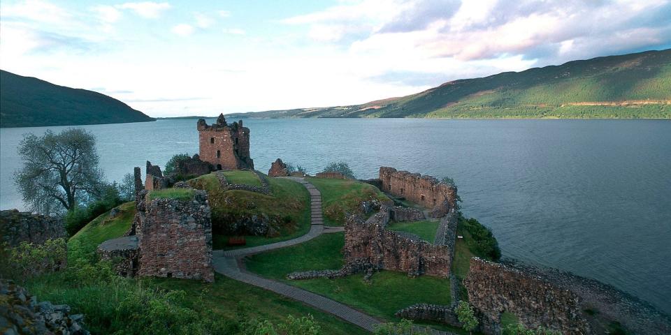 The ruins of Urquhart castle on the shore of Loch Ness, Scotland, in an undated photo.