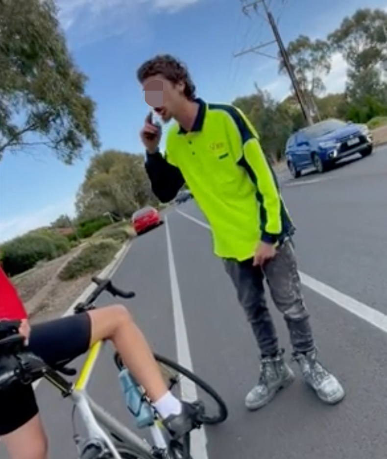 road rage clip Australian tradie (pictured) yelling 