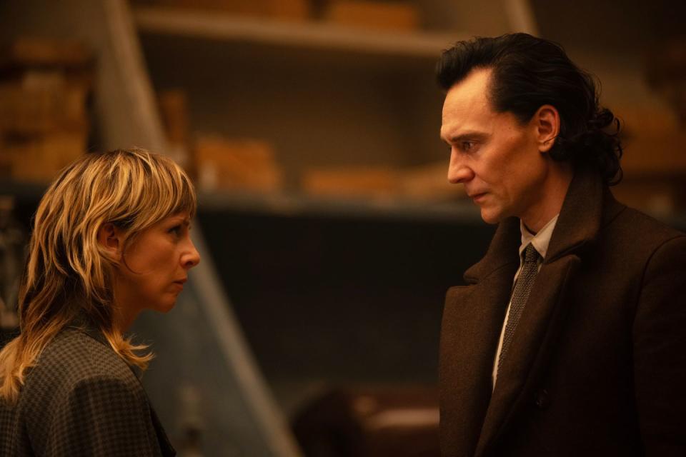 sophia di martino as sylvie, tom hiddleston as loki, loki season 2 finale