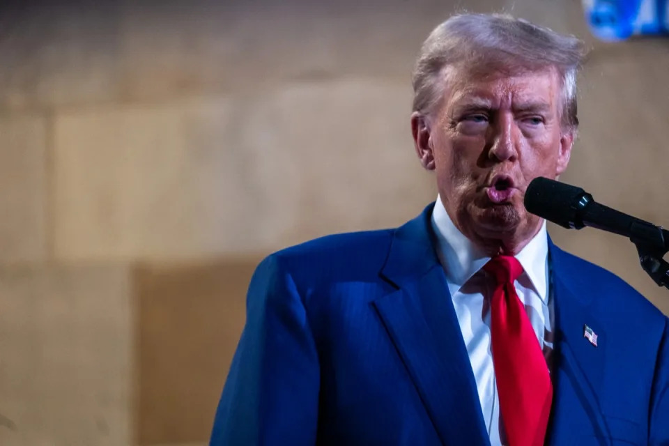 Republican presidential nominee, former U.S. President Donald Trump addresses the Economic Club of New York on September 5, 2024, in New York City. His campaign is scrambling to change strategy after Kamala Harris became the Democratic nominee (Getty Images)