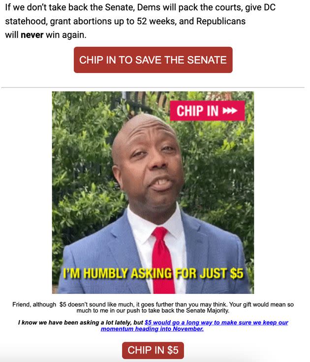 Sen. Tim Scott (R-S.C.) warned that Democrats want abortions 