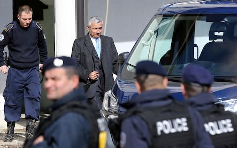 Kosovo Serb politician Oliver Ivanovic, center, leaves the prison in the northern, Serb-dominated part of Mitrovica, Kosovo.  - Credit:  AP