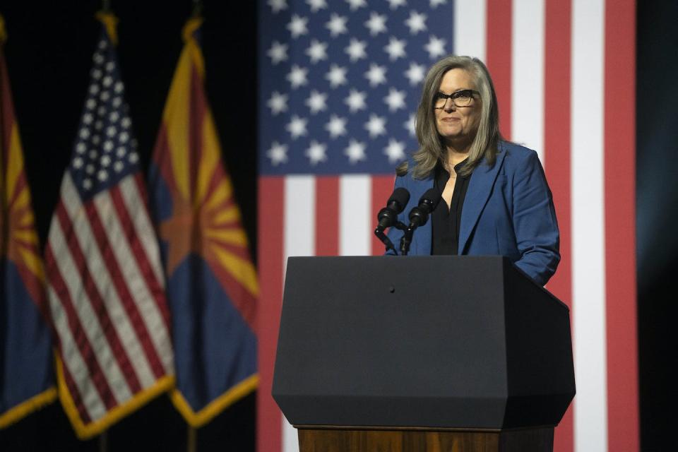 Arizona Gov. Katie Hobbs has eliminated various fines and fees for juvenile offenders. <a href="https://www.gettyimages.com/detail/news-photo/arizona-gov-katie-hobbs-gives-a-brief-speech-prior-to-news-photo/1695716056?adppopup=true" rel="nofollow noopener" target="_blank" data-ylk="slk:Rebecca Noble/Getty Images;elm:context_link;itc:0;sec:content-canvas" class="link ">Rebecca Noble/Getty Images</a>