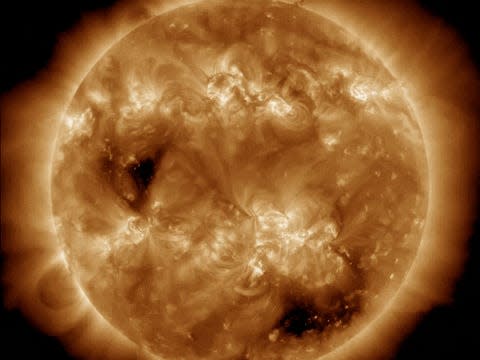 Solar coronal hole is shown on this gif of a rotating Earth.