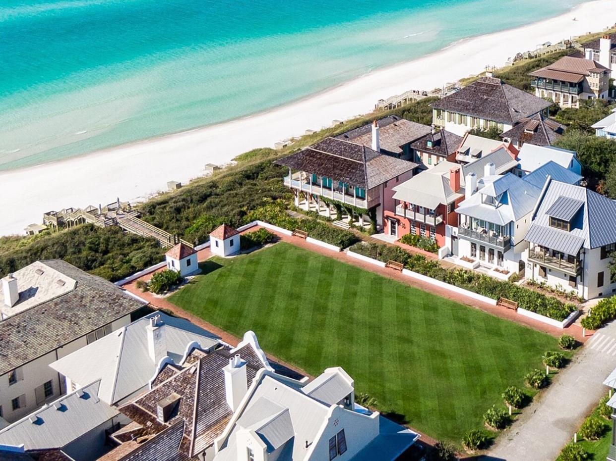 Rosemary Beach Florida, shoreline and beach aerial shot