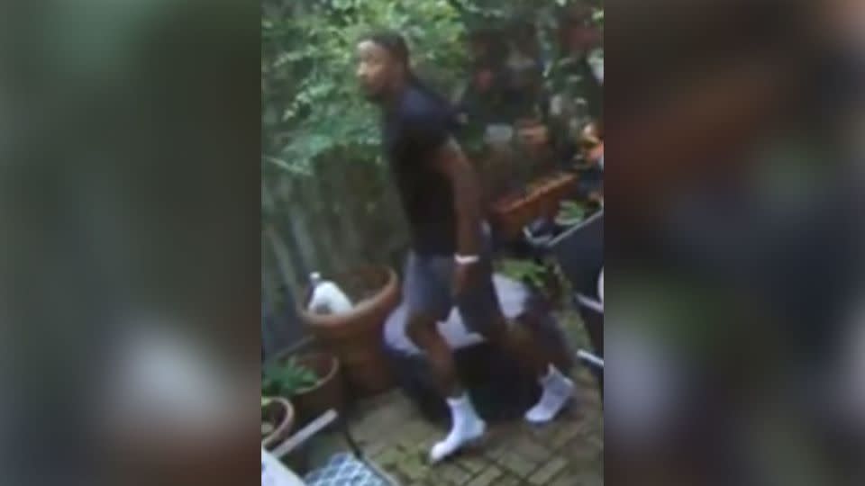 A still from security footage released by DC Metropolitan Police shows Christopher Haynes in a neighborhood near the hospital.  - D.C. Metropolitan Police Department