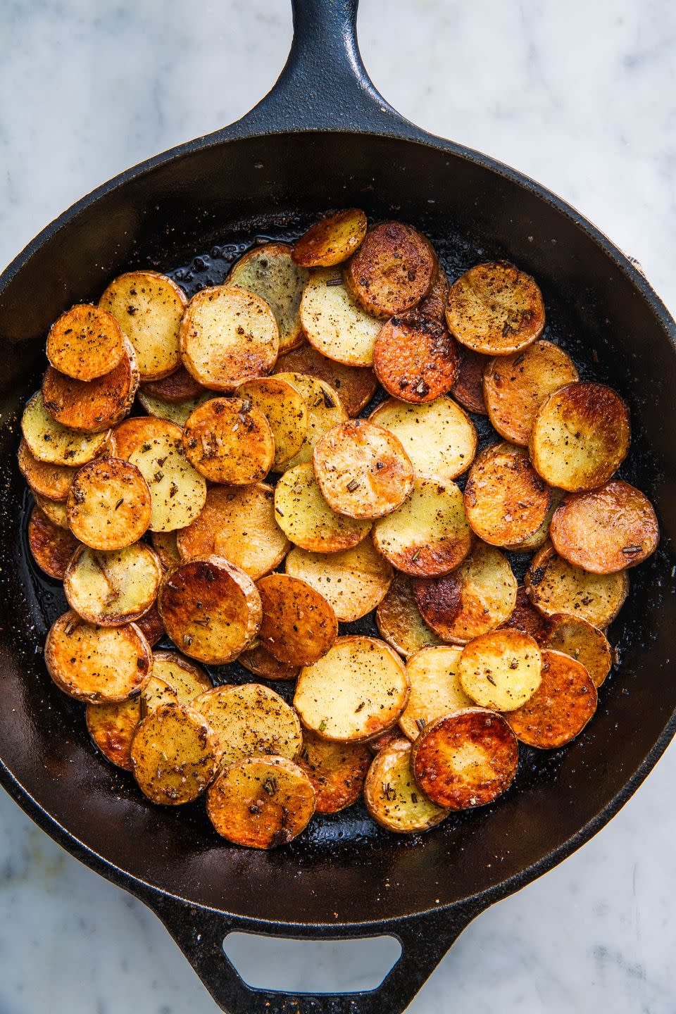 <p>The best part about these pan-fried potatoes (and potatoes in general) is that they can be used as the perfect sidekick for any meal. They'd be a delicious breakfast with <a href="https://www.delish.com/cooking/a27086390/creamy-scrambled-eggs-recipe/" rel="nofollow noopener" target="_blank" data-ylk="slk:creamy scrambled eggs" class="link ">creamy scrambled eggs</a> or stuffed in this <a href="https://www.delish.com/cooking/recipe-ideas/a24569400/breakfast-burrito-recipe/" rel="nofollow noopener" target="_blank" data-ylk="slk:bacon breakfast burrito" class="link ">bacon breakfast burrito</a>. Use these to add a little drama to a classic <a href="https://www.delish.com/cooking/recipe-ideas/a39564289/classic-nicoise-salad-recipe/" rel="nofollow noopener" target="_blank" data-ylk="slk:niçoise salad" class="link ">niçoise salad</a> or as an unexpected base for <a href="https://www.delish.com/cooking/recipe-ideas/a22595612/best-totchos-recipe/" rel="nofollow noopener" target="_blank" data-ylk="slk:beef totchos" class="link ">beef totchos</a>. </p><p>Get the <strong><a href="https://www.delish.com/cooking/a23463225/pan-fried-potatoes/" rel="nofollow noopener" target="_blank" data-ylk="slk:Perfect Pan Fried Potatoes recipe" class="link ">Perfect Pan Fried Potatoes recipe</a>. </strong></p>