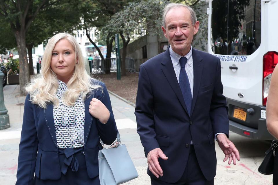 Lawyer David Boies arrives with his client Virginia Giuffre for hearing in the criminal case against Jeffrey Epstein (REUTERS)