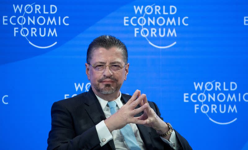 FILE PHOTO: Costa Rica's President Chaves Robles attends a session during the World Economic Forum 2023 in Davos