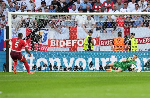 Jordan Pickford saves a penalty