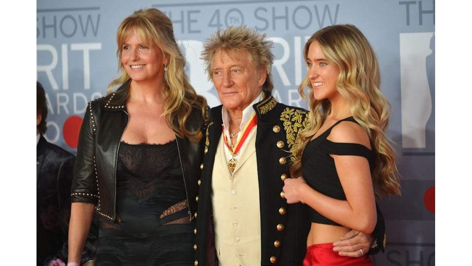 Penny Lancaster, Rod Stewart and Ruby Stewart at the BRITs