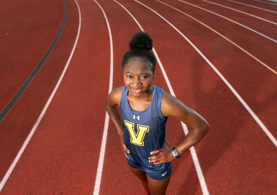 Victor's Melody Harloff was the 2021 AGR Girls Outdoor Track and Field Athlete of the Year.