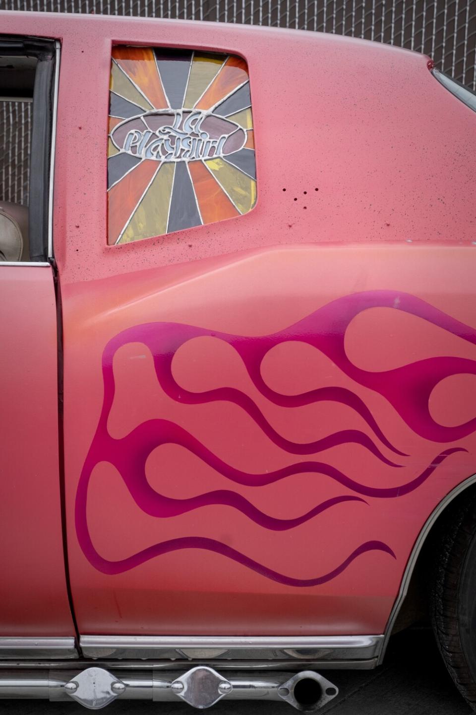 detail view of Jacqueline Valenzuela's '75 Cadillac "La Playgirl"