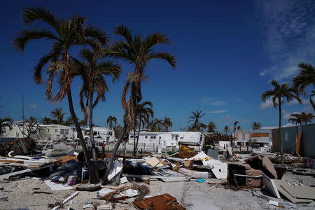 A damaged home is pictured after Hurricane Irma in Cudjoe Key,. Florida, U.S., September 17, 2017. REUTERS/Carlo Allegri