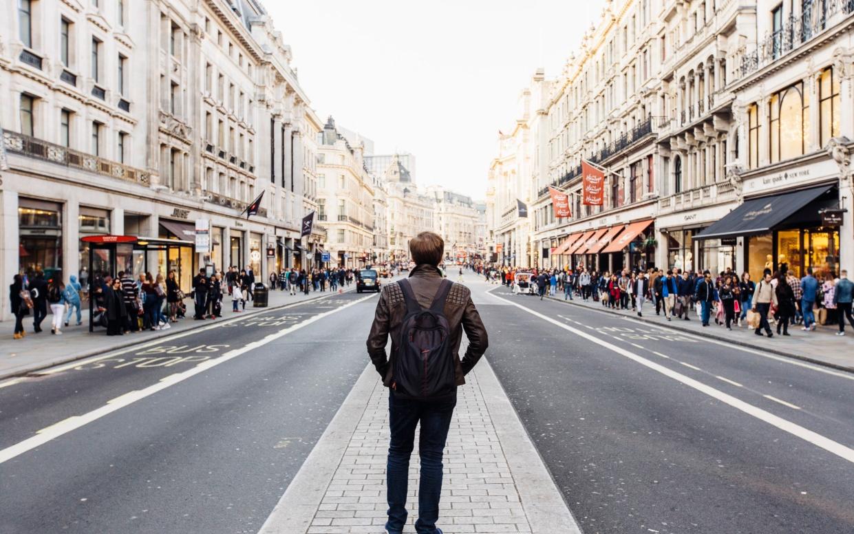 Man in road