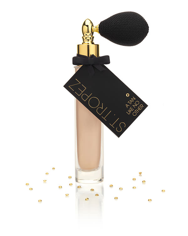 <b>St. Tropez Diamond Tan </b><br><br>The Diamond Tan uses real diamonds in the spray formula to cover the body in a delicate mist of diamond dust. This leaves your skin dazzling with a luminous glow. <br><br>The limited edition Diamond Tan is available exclusively at Selfridges London throughout December at St.Tropez’s flagship Skin Finishing Studio in the store’s new Beauty Workshop. <br><br>Appointments are limited to book an appointment call 0800 123 400 or visit <a href="http://www.selfridges.com/" rel="nofollow noopener" target="_blank" data-ylk="slk:Selfridges;elm:context_link;itc:0;sec:content-canvas" class="link ">Selfridges</a><br>